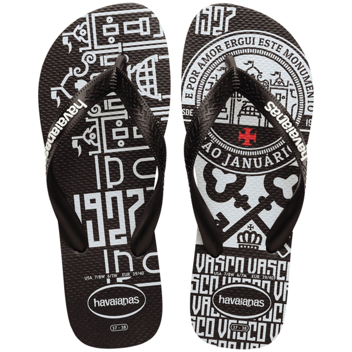 Chinelo Havaianas Top Times Vasco da Gama - Preto e Branco