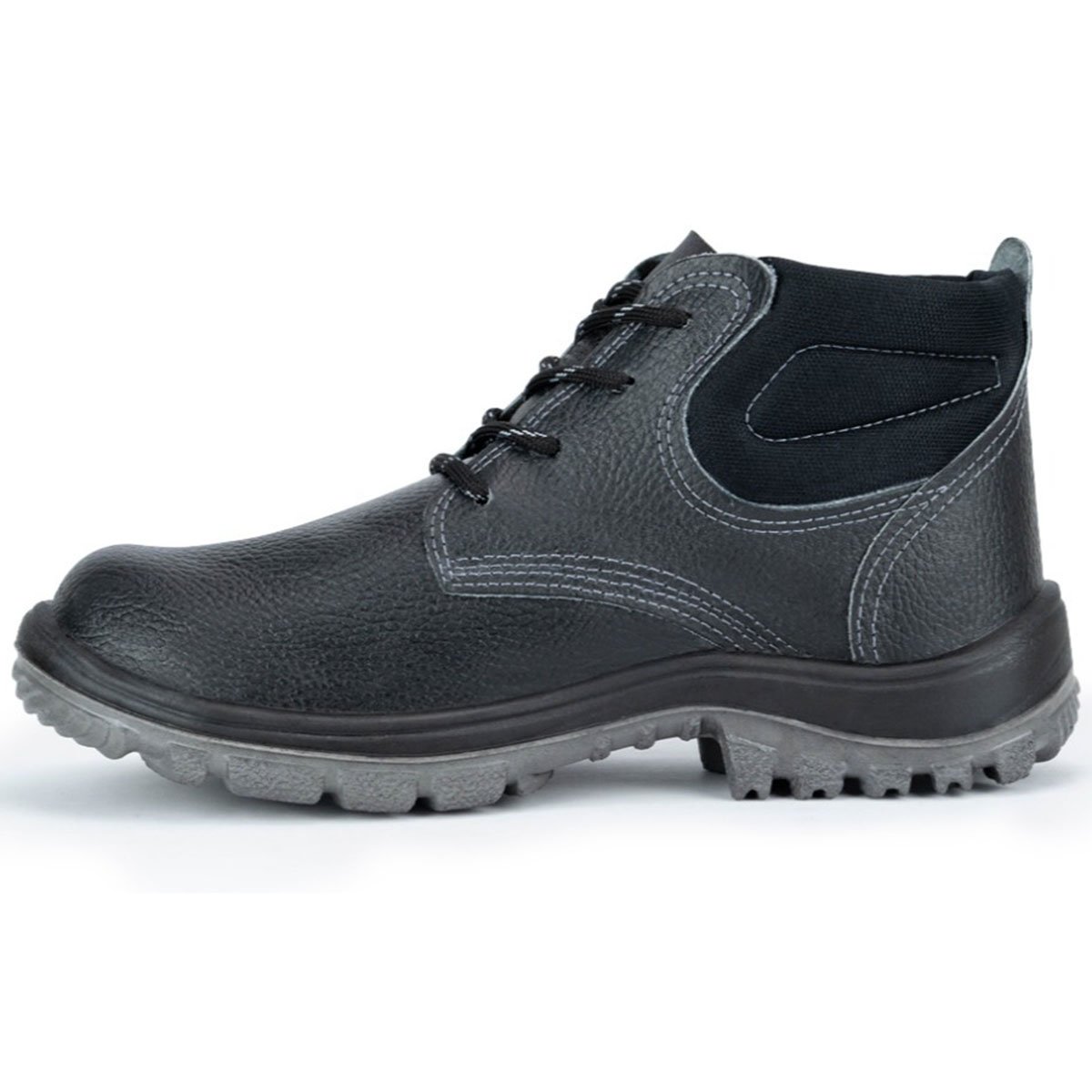 Botina De Segurança Biqueira de Aço Crival Flex EPI CA30259 Couro 93F - Preto Cinza 2