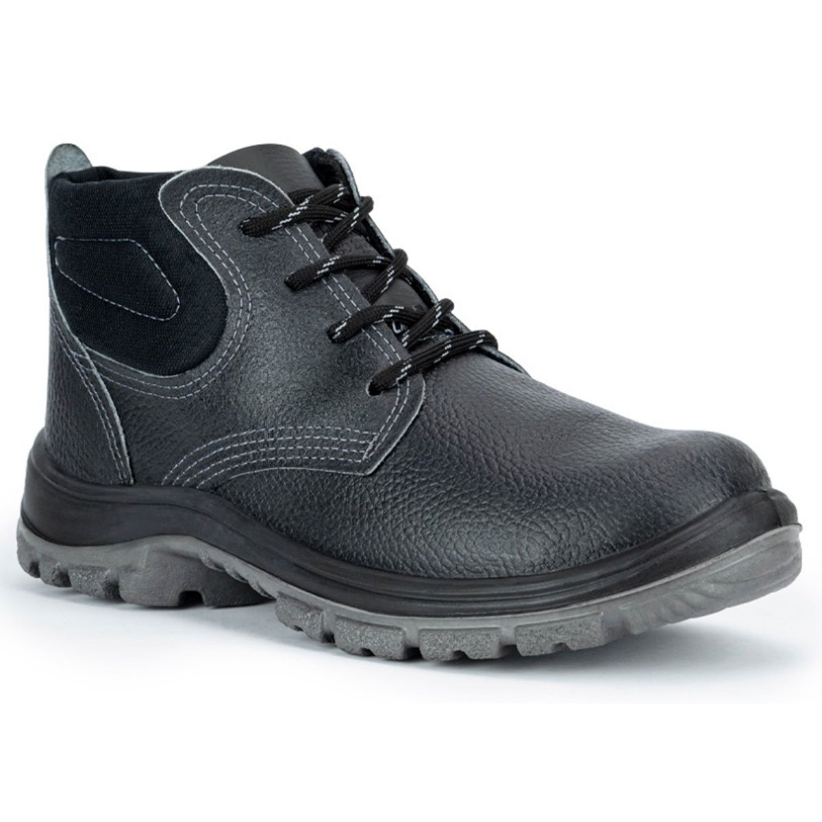Botina De Segurança Biqueira de Aço Crival Flex EPI CA30259 Couro 93F - Preto Cinza 1
