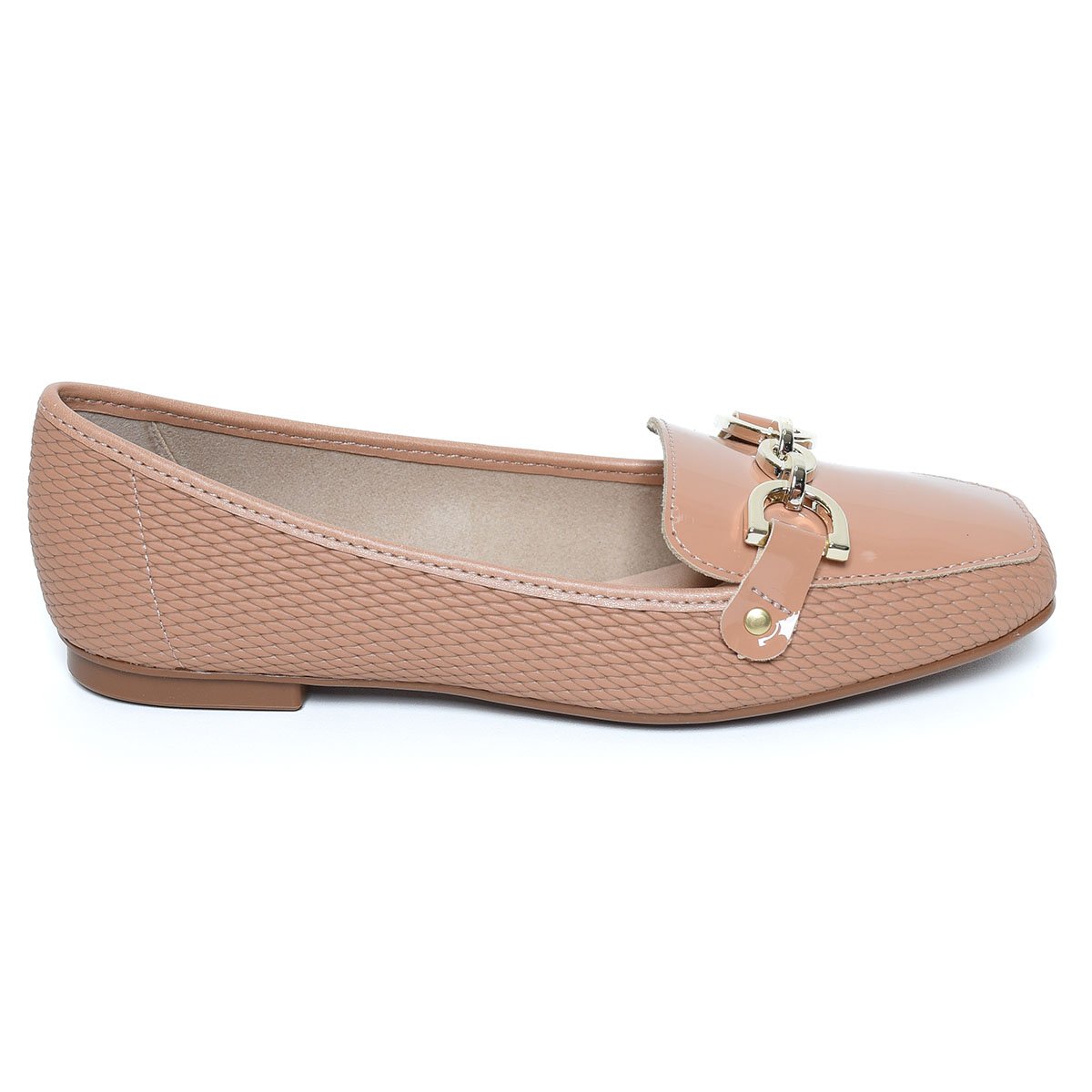 Mocassim Moleca Tresse Corrente Feminina - Nude Bege 2