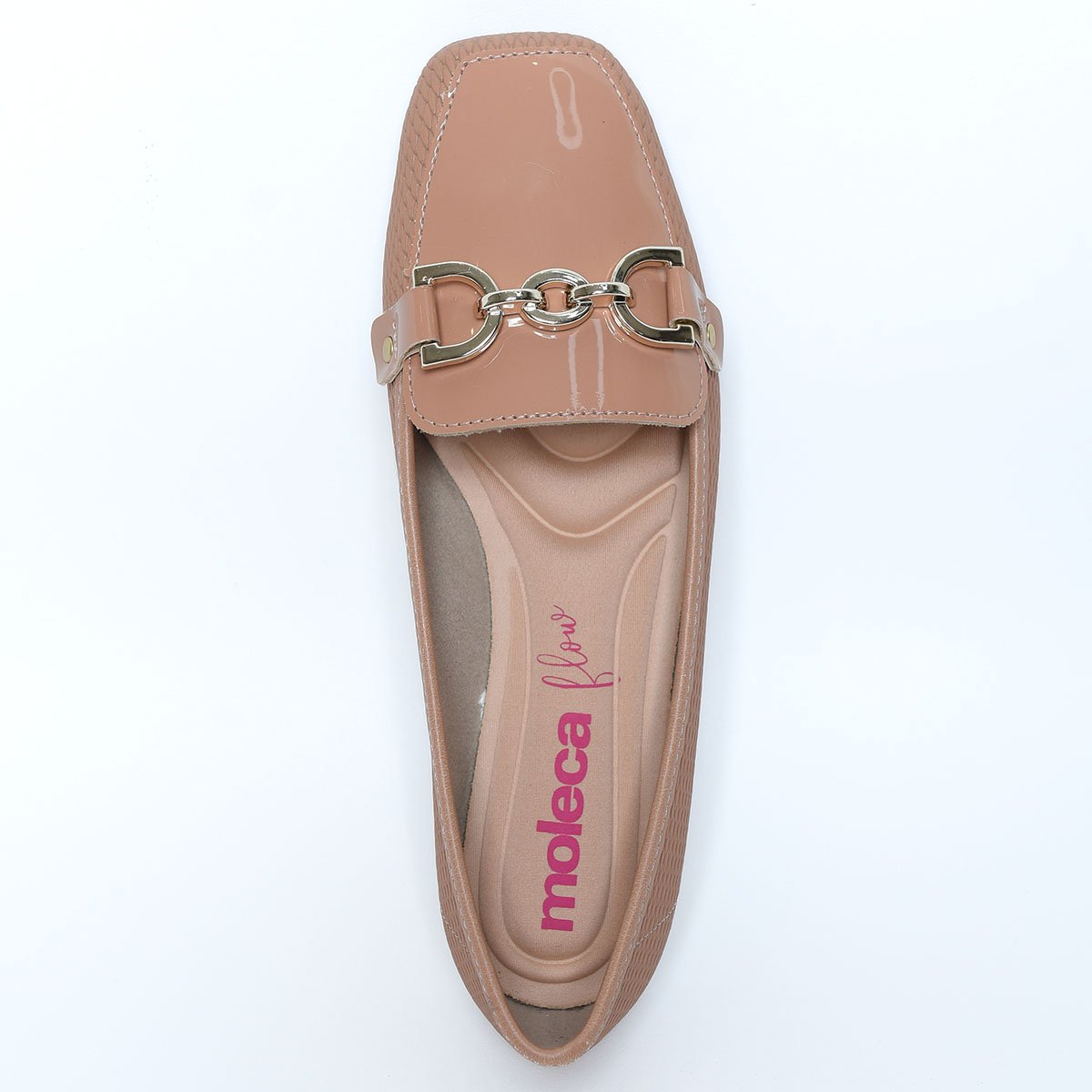 Mocassim Moleca Tresse Corrente Feminina - Nude Bege 3
