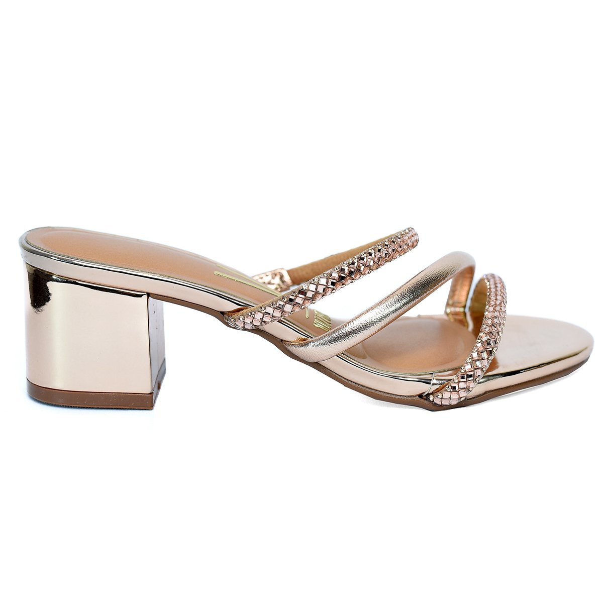 Tamanco Vizzano Salto Bloco Baixo Tiras Strass Feminino - Rosê Rosa 2