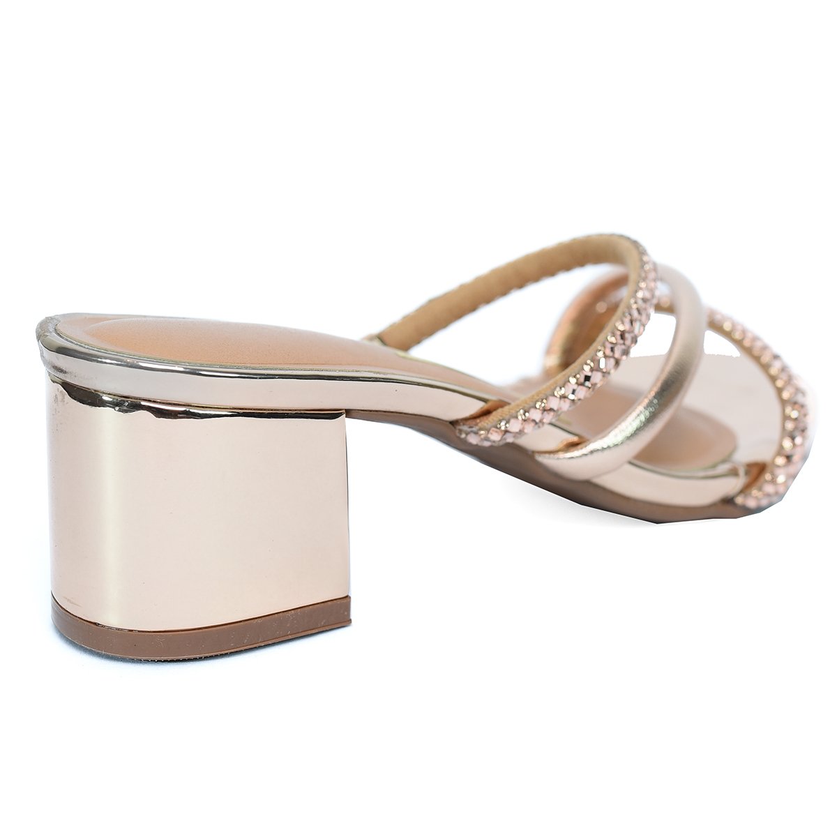 Tamanco Vizzano Salto Bloco Baixo Tiras Strass Feminino - Rosê Rosa 4