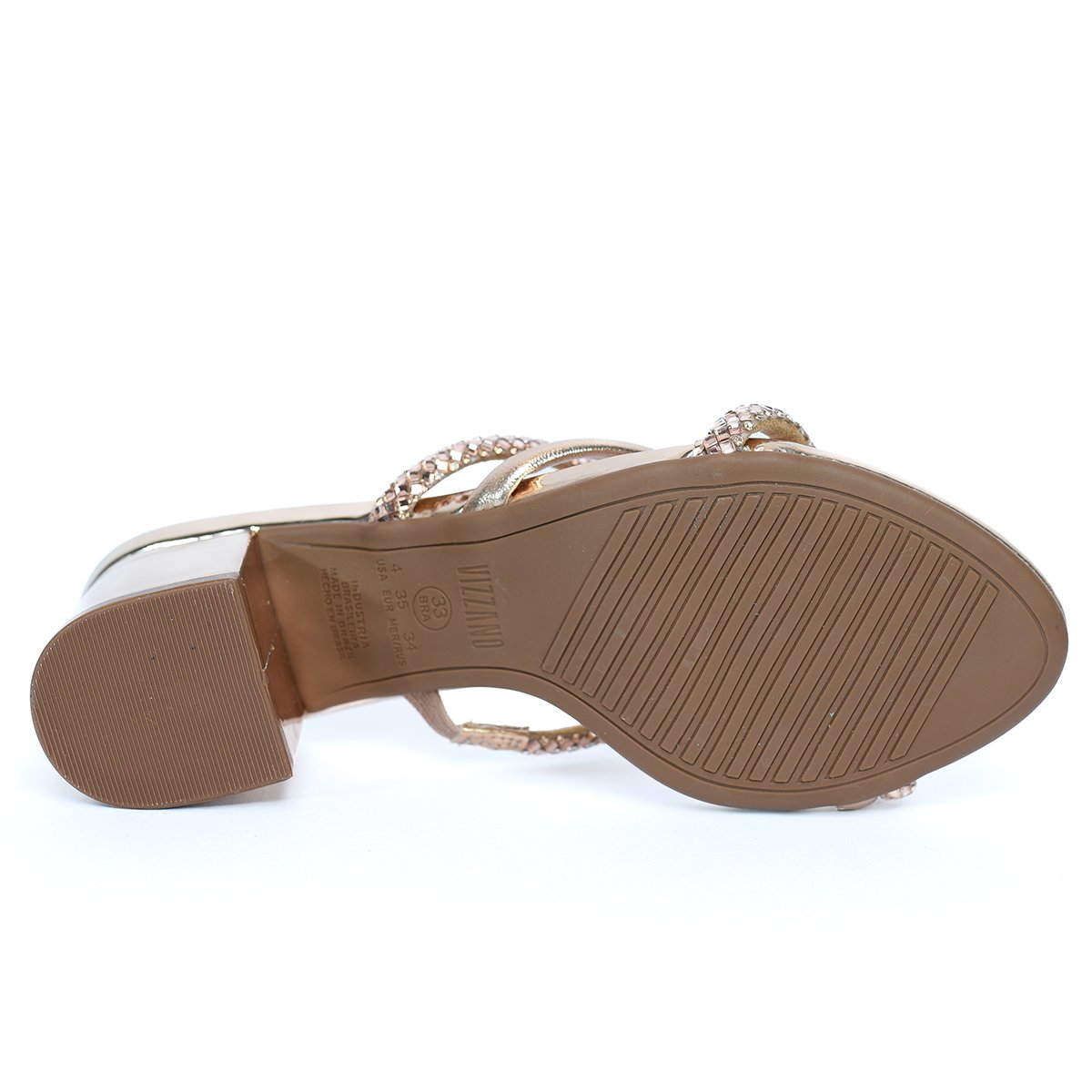 Tamanco Vizzano Salto Bloco Baixo Tiras Strass Feminino - Rosê Rosa 5