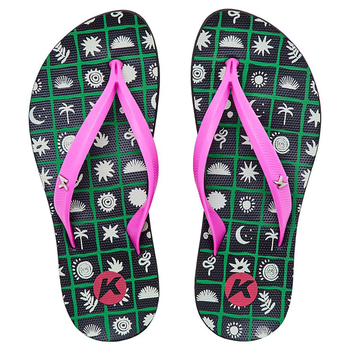 Chinelo Kenner Ibiza Maresia Estampada Feminino - Preto e Rosa Preto 2