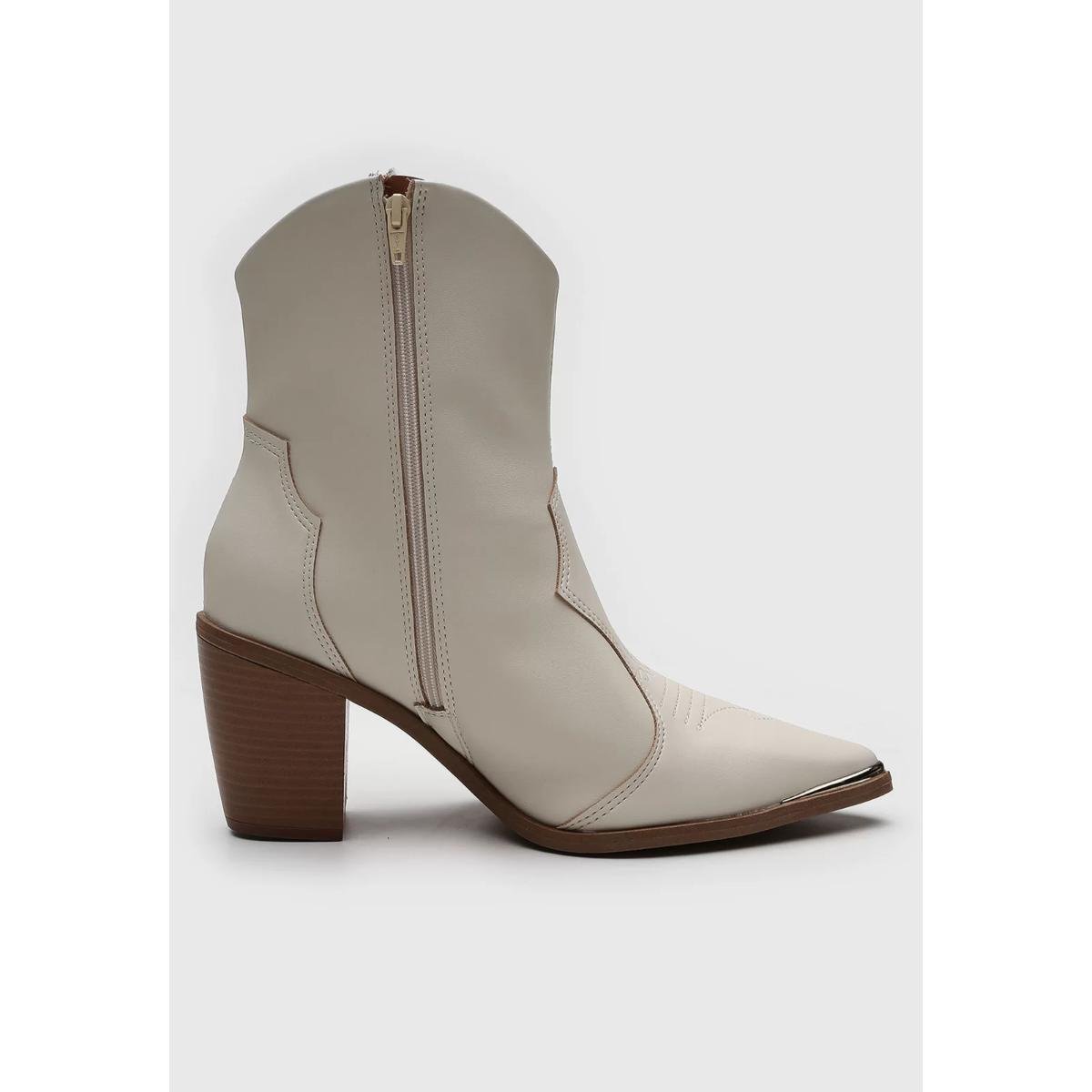 Bota Western Cano Baixo Vizzano Feminina - Branco Branco 2