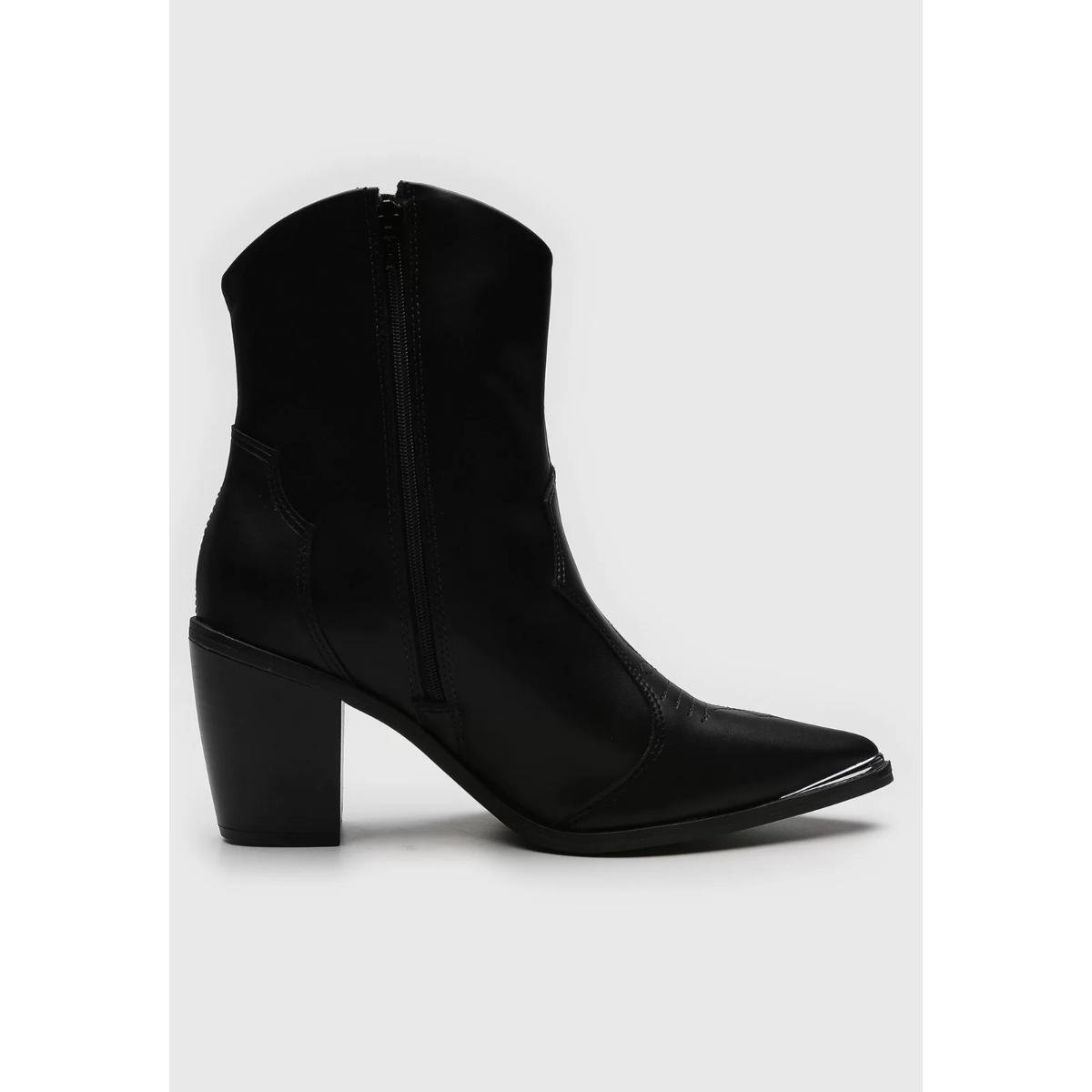 Bota Western Cano Baixo Vizzano Feminina - Preto Preto 2