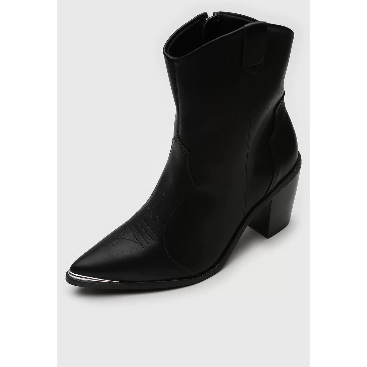 Bota Western Cano Baixo Vizzano Feminina - Preto Preto 3