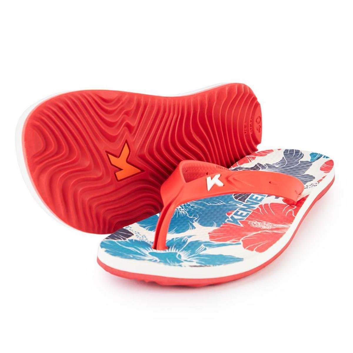 Chinelo Kenner Summer Hibisco Masculino - Vermelho e Azul Vermelho 1