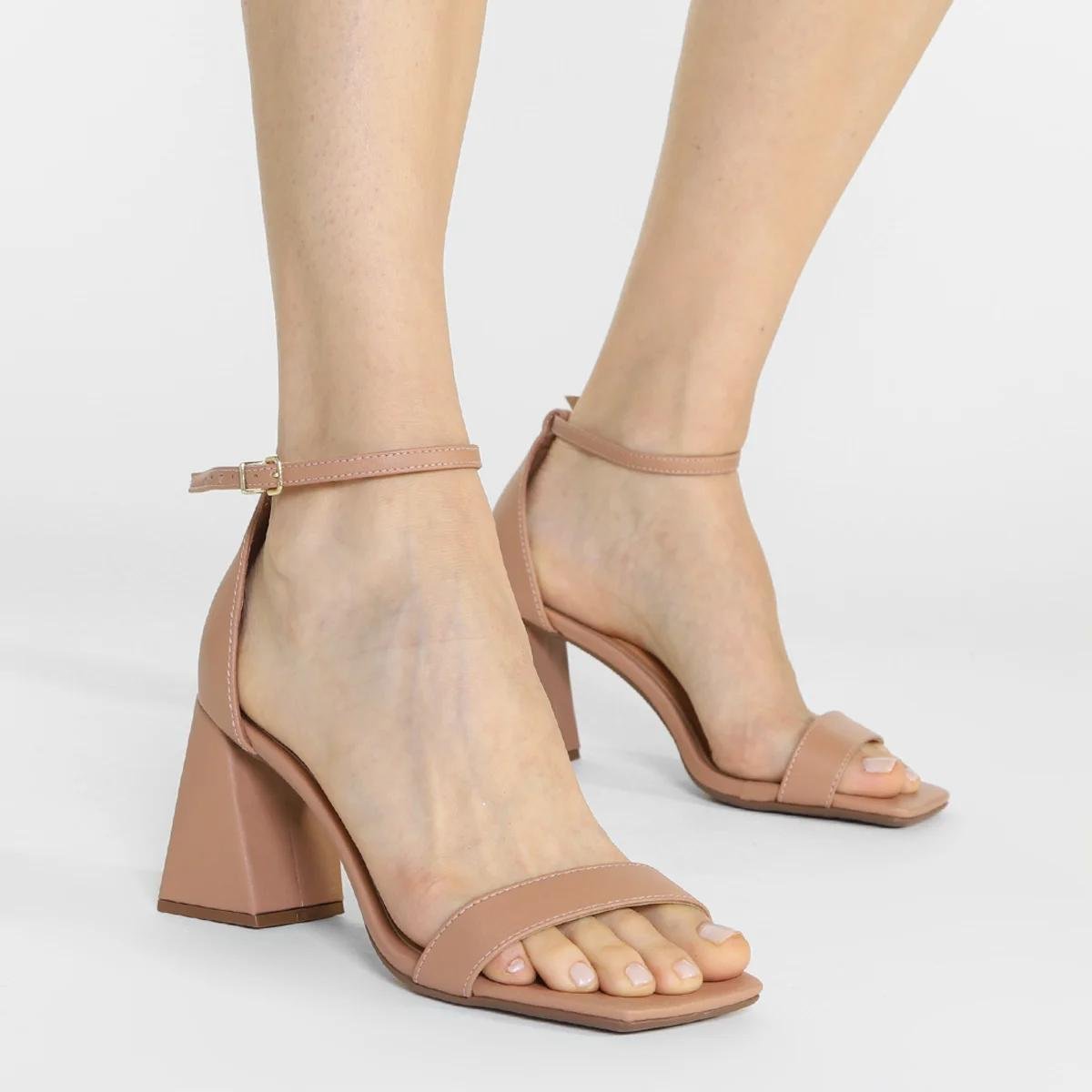 Sandália Vizzano Salto Médio Feminina - Bege Bege 6