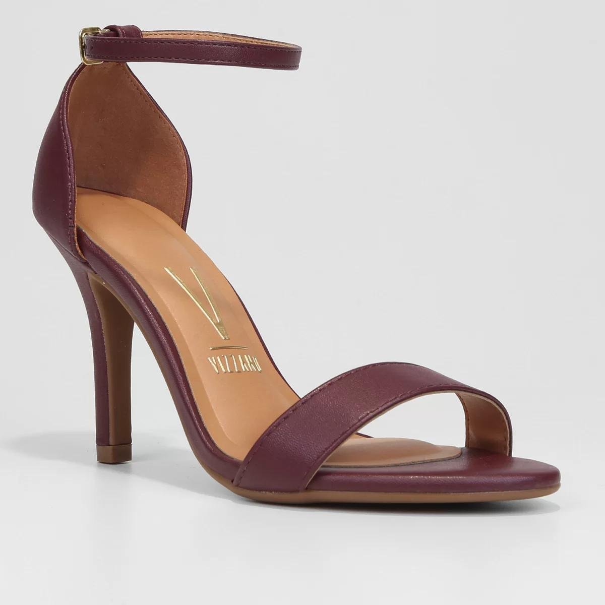 Sandália Vizzano Básica Salto Alto Feminina Vinho Marrom