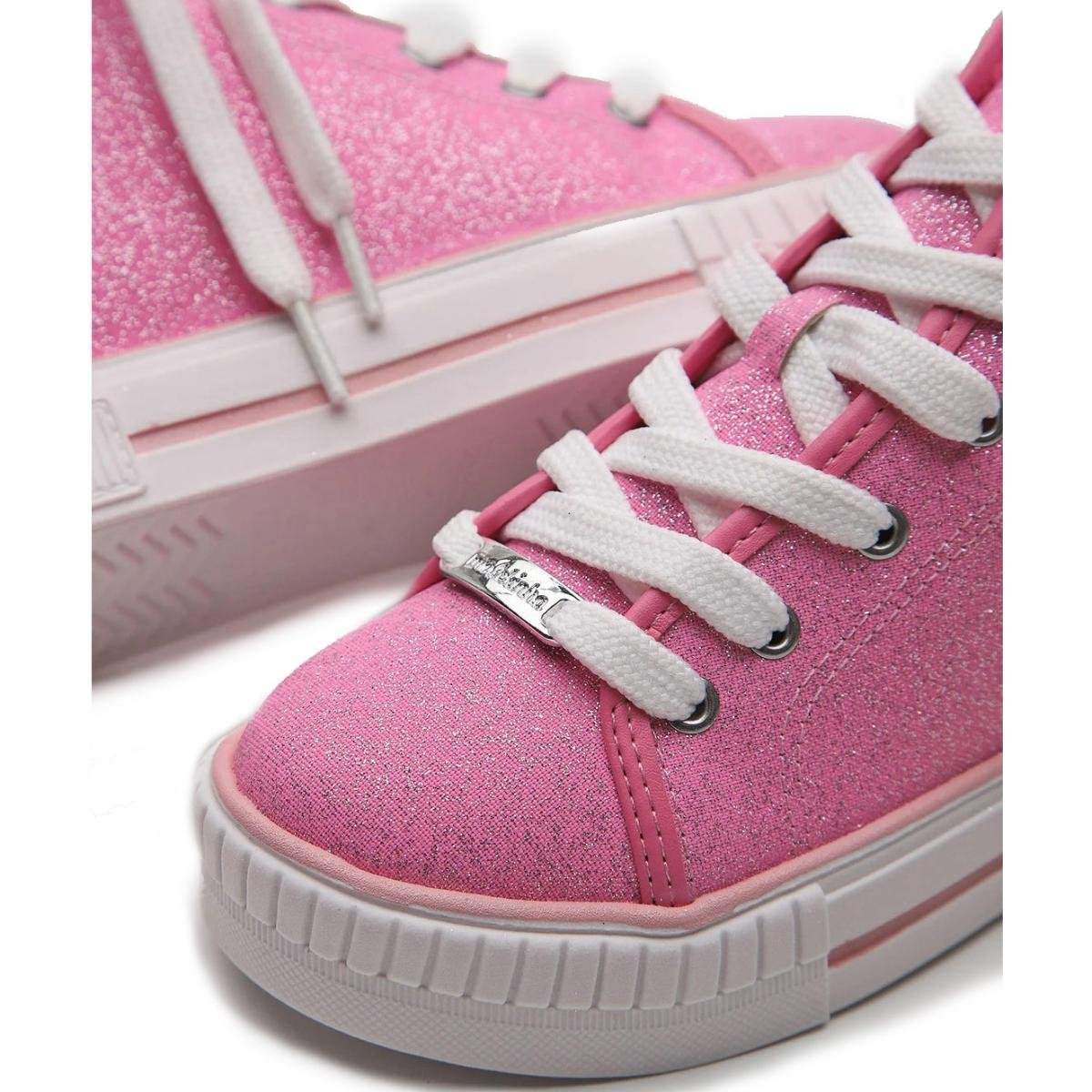 Tênis Infantil Molekinha Cano Alto Lona Gliter - Rosa Rosa 3