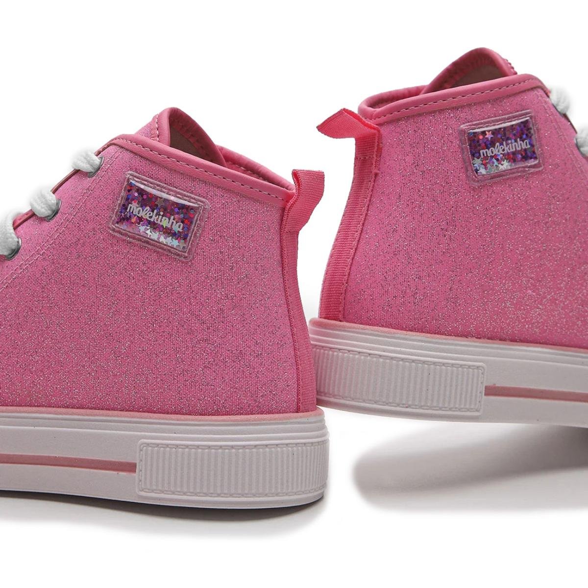 Tênis Infantil Molekinha Cano Alto Lona Gliter - Rosa Rosa 5