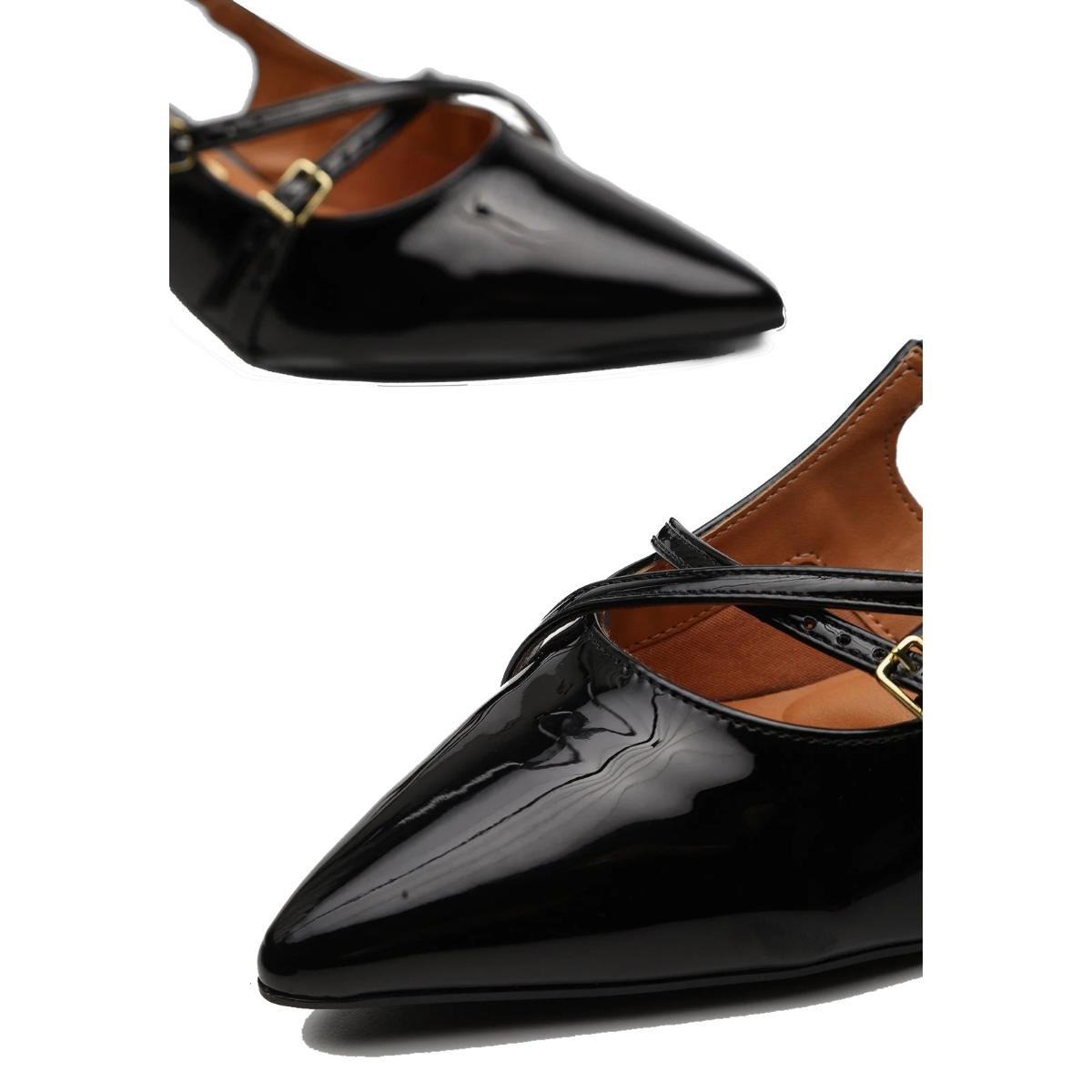 Scarpin Vizzano Slingback Salto Fino Baixo Verniz - Preto Preto 3