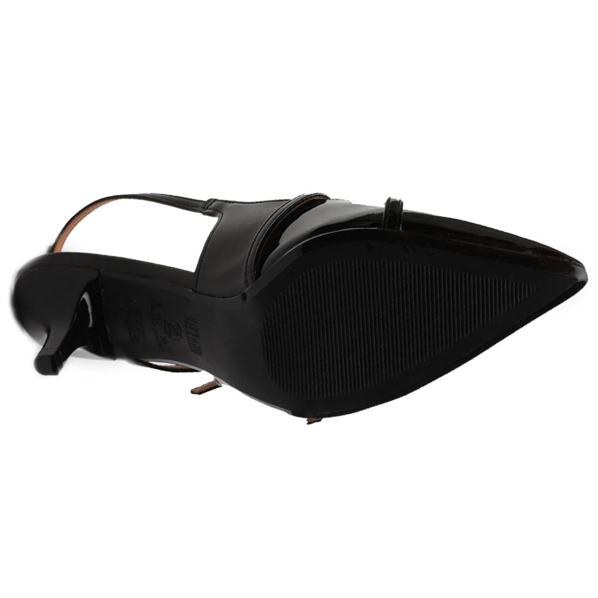 Scarpin Vizzano Slingback Salto Fino Baixo Verniz - Preto Preto 6