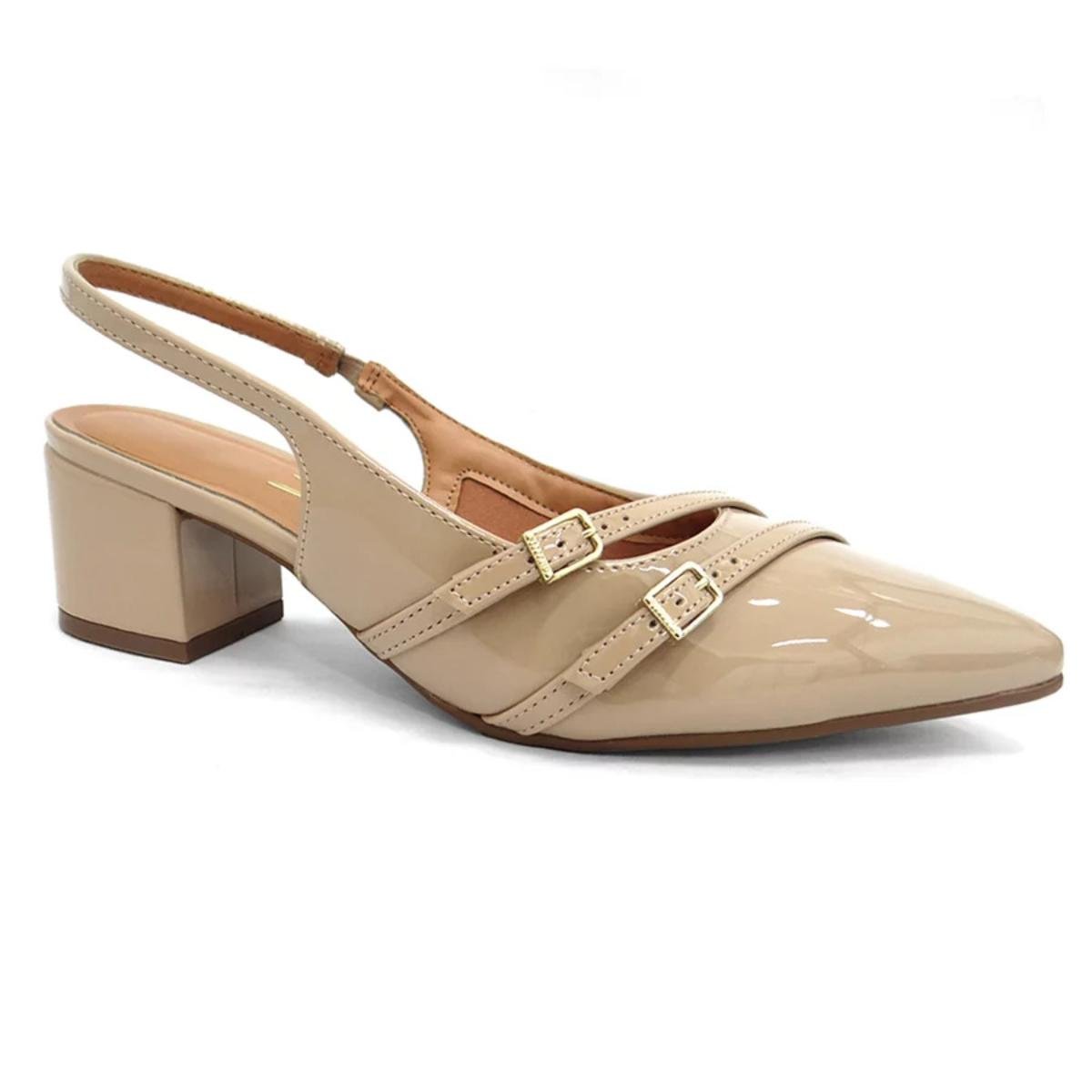 Scarpin Vizzano Slingback Salto Bloco - Bege Bege 1