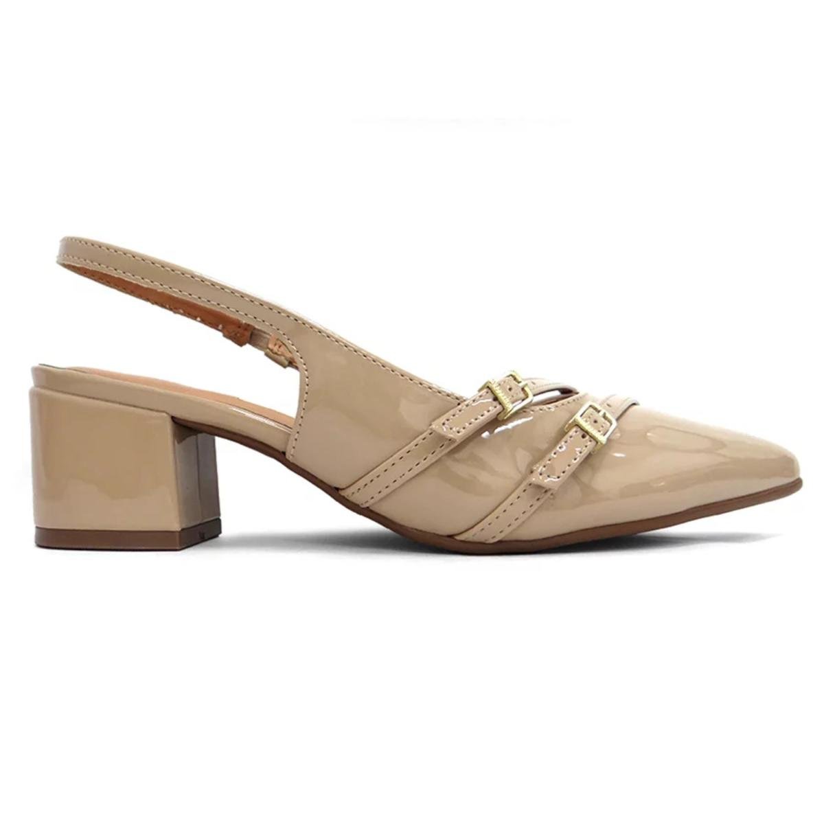 Scarpin Vizzano Slingback Salto Bloco - Bege Bege 2