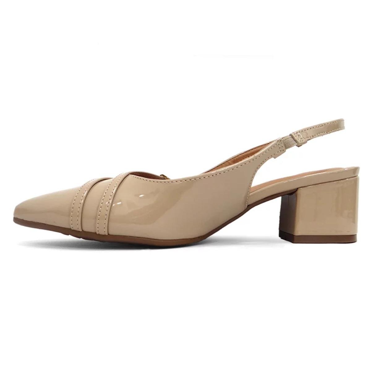 Scarpin Vizzano Slingback Salto Bloco - Bege Bege 3