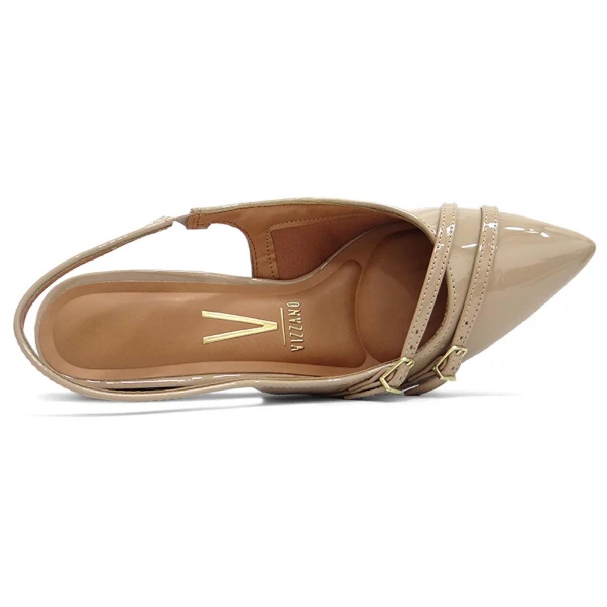 Scarpin Vizzano Slingback Salto Bloco - Bege Bege 4
