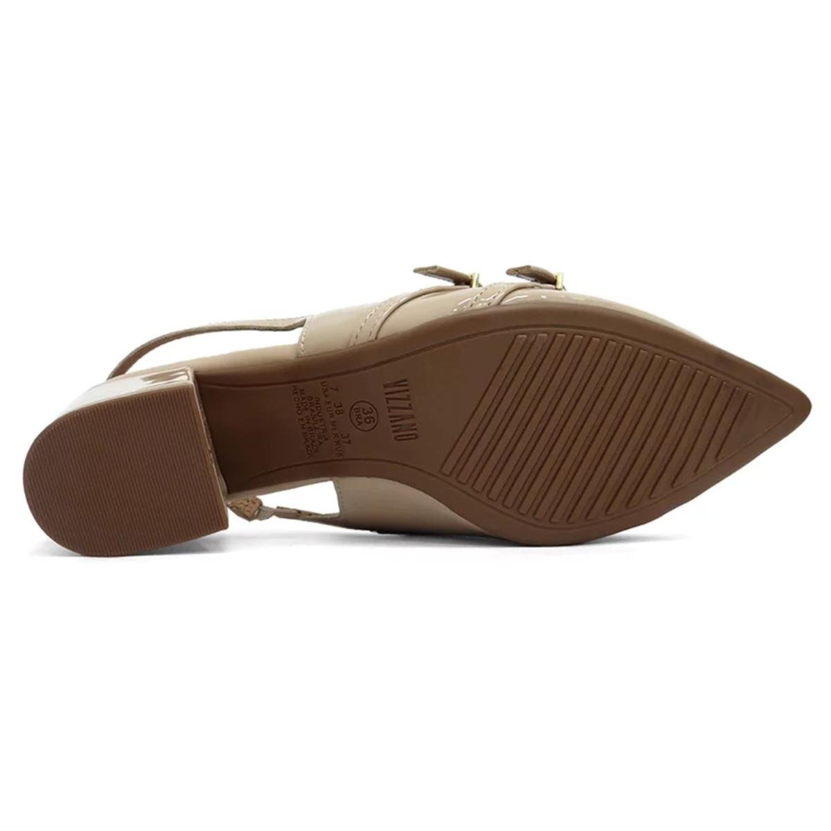 Scarpin Vizzano Slingback Salto Bloco - Bege Bege 5