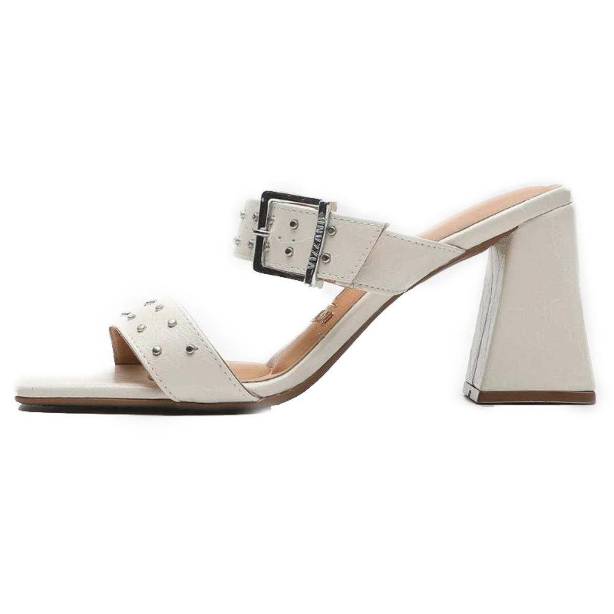 Tamanco Vizzano Fivela Spikes Salto Bloco - Branco Branco 2