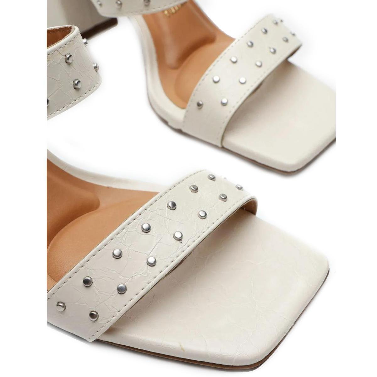 Tamanco Vizzano Fivela Spikes Salto Bloco - Branco Branco 3