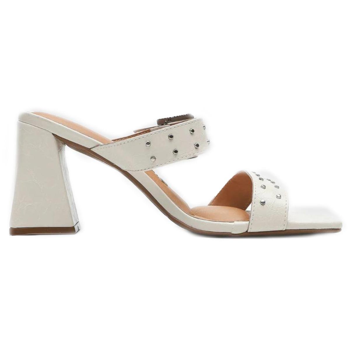 Tamanco Vizzano Fivela Spikes Salto Bloco - Branco Branco 4