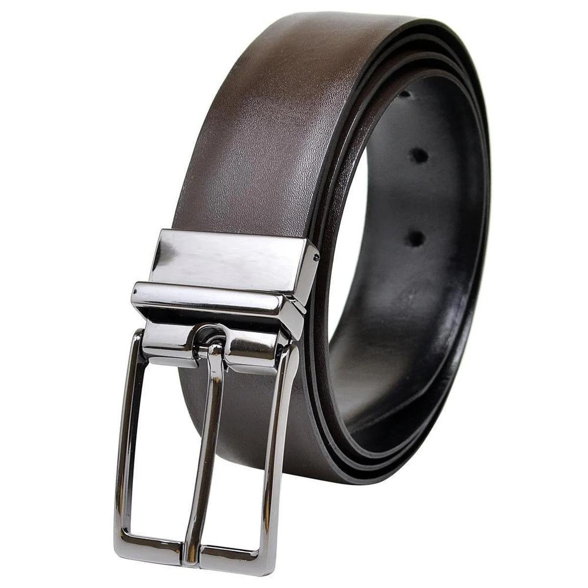 Cinto Couro Fasolo Reversível Masculino - Marrom Marrom 1