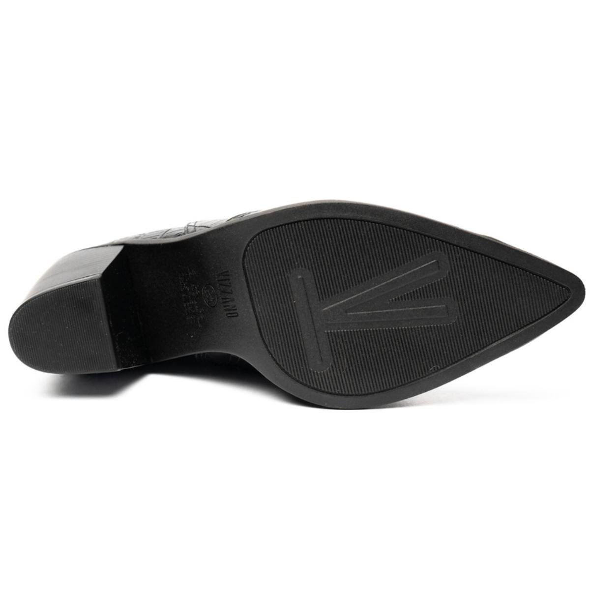 Bota Western Cano Médio Vizzano Feminina - Preto e Prata Prata 5