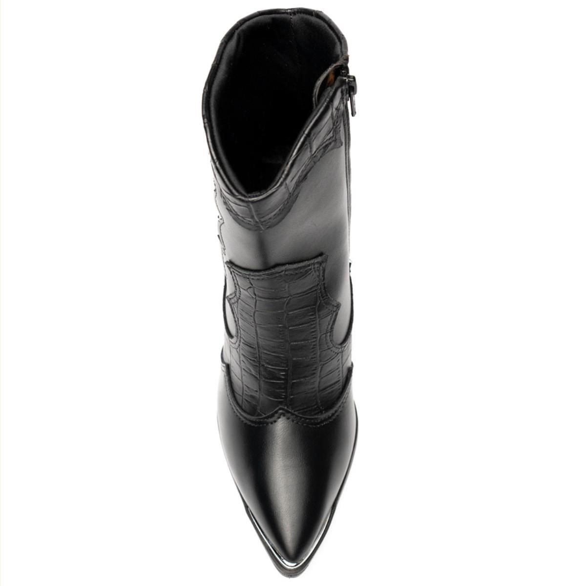Bota Western Cano Médio Vizzano Feminina - Preto e Prata Prata 3