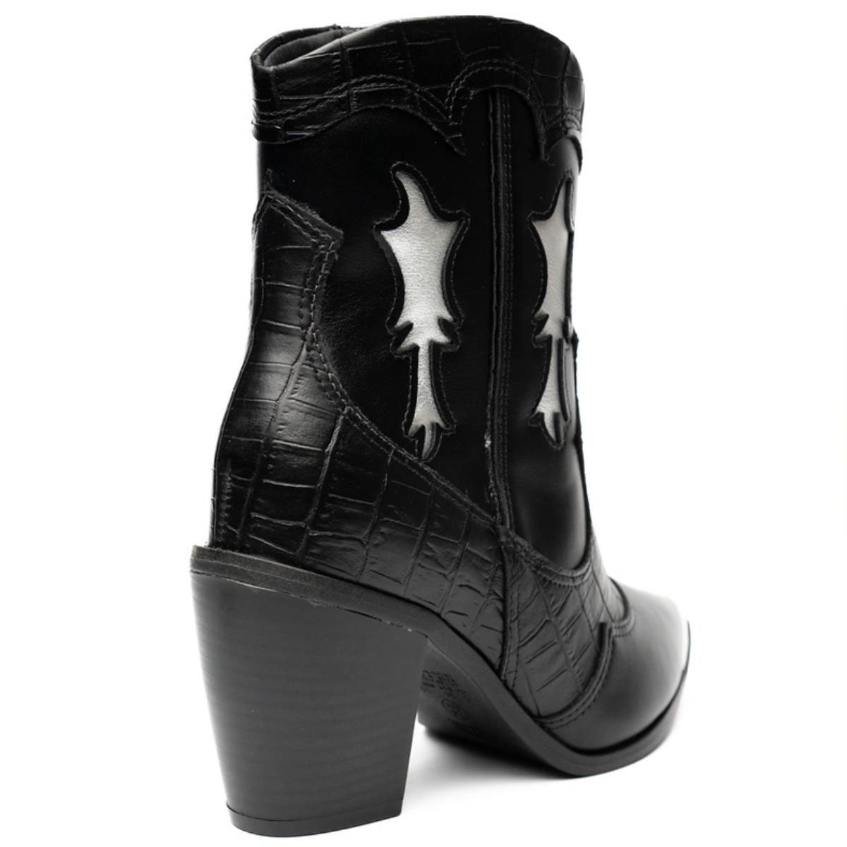 Bota Western Cano Médio Vizzano Feminina - Preto e Prata Prata 4