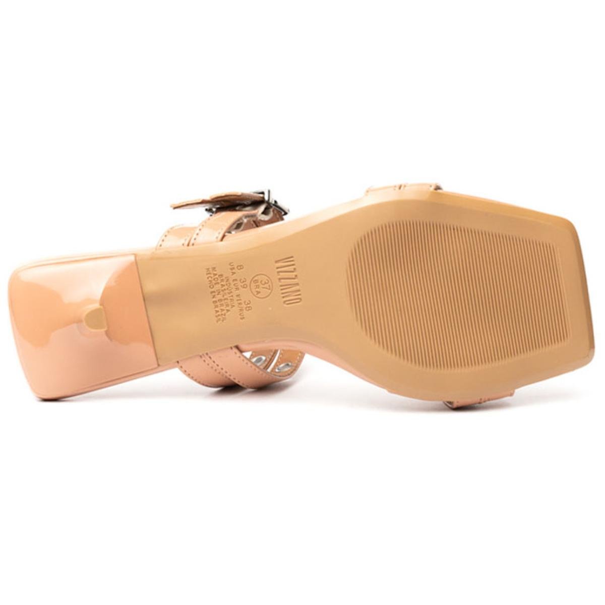 Tamanco Vizzano Ilhós Fivela Verniz Salto Baixo - Nude Bege 4