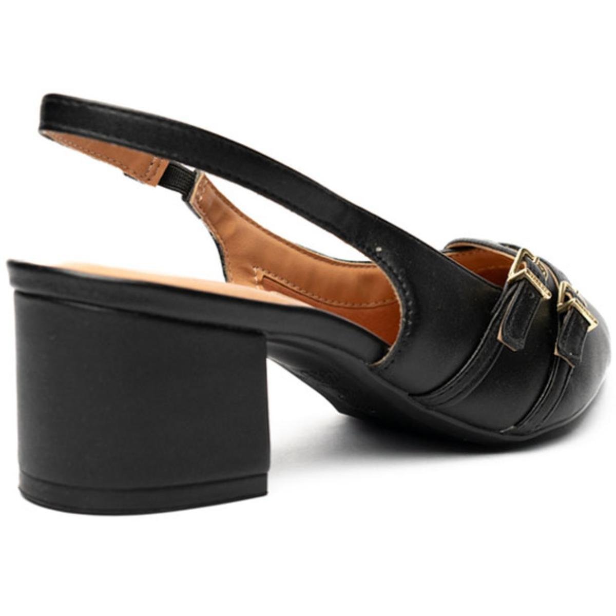 Scarpin Vizzano Slingback Salto Bloco - Preto Preto 4