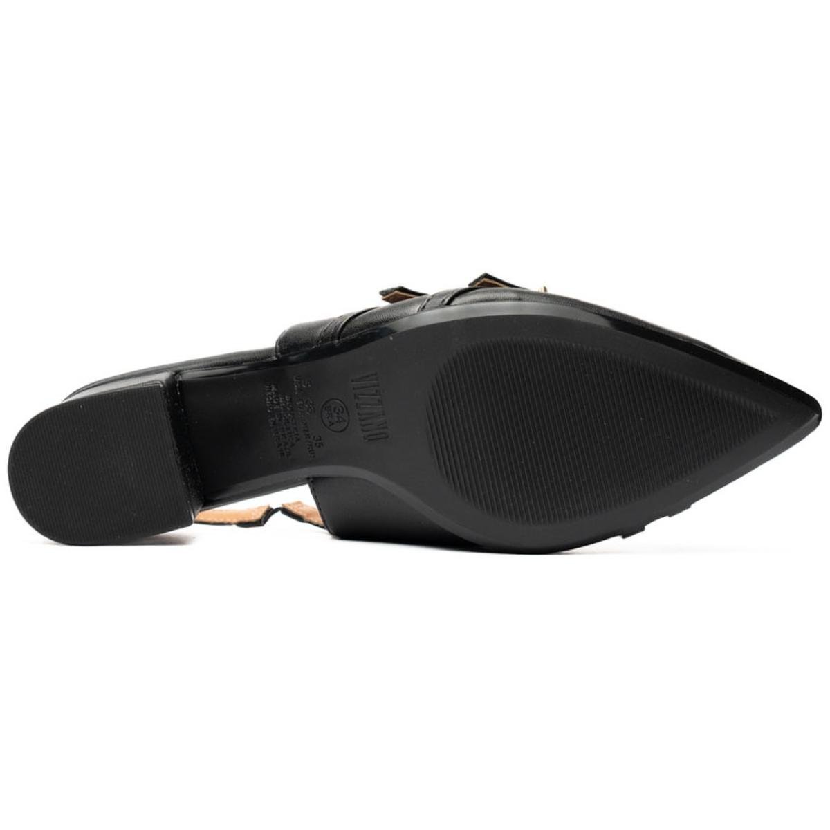 Scarpin Vizzano Slingback Salto Bloco - Preto Preto 5