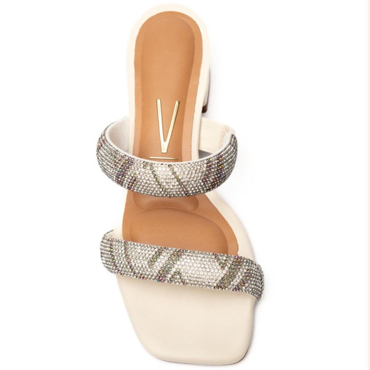 Tamanco Vizzano Salto Baixo Tiras Strass Feminino - Branco Branco 3