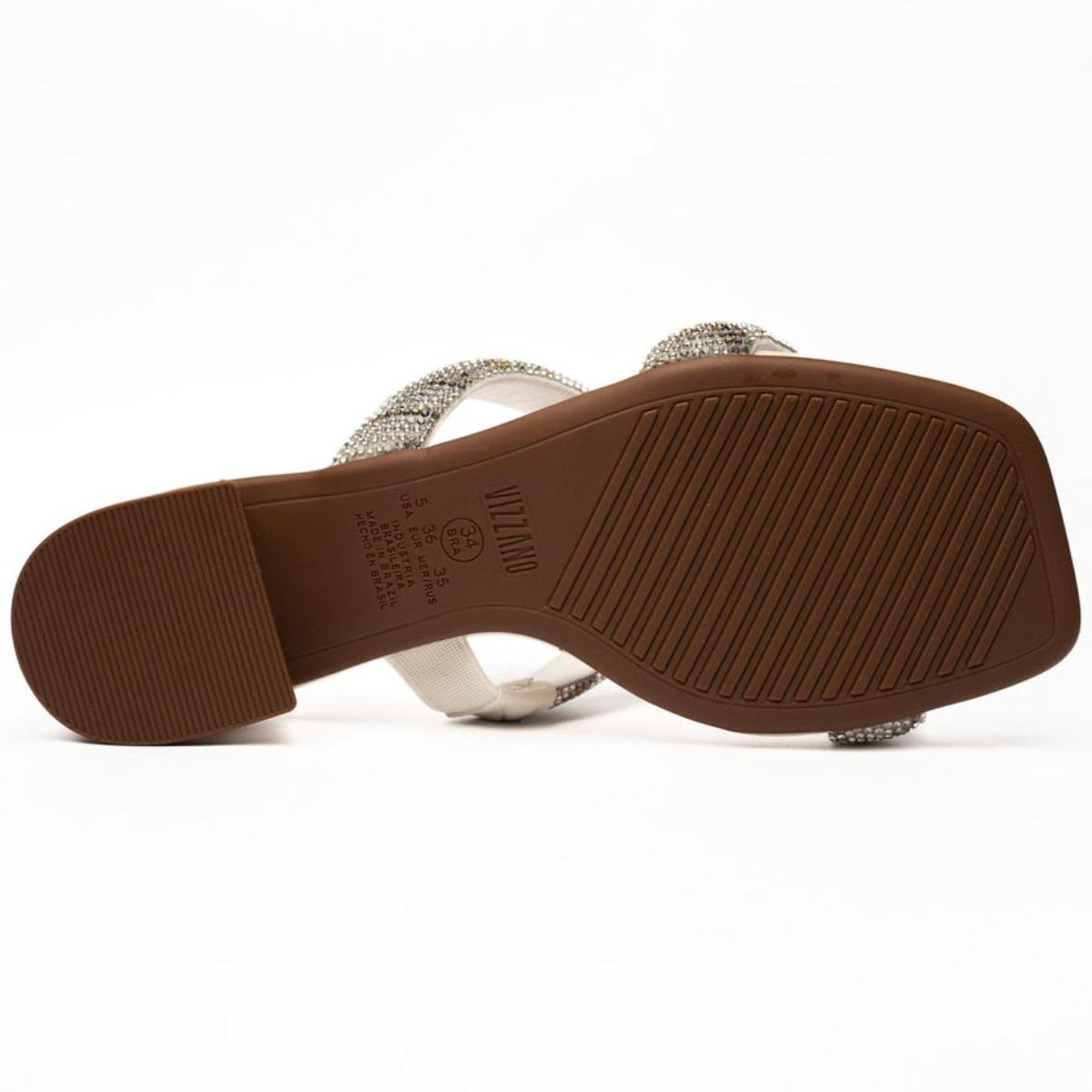 Tamanco Vizzano Salto Baixo Tiras Strass Feminino - Branco Branco 5