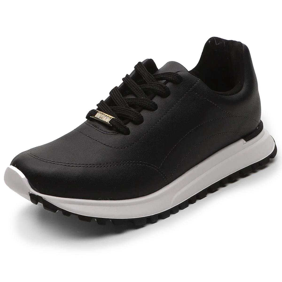 Tênis Vizzano Recortes Feminino Preto e Branco Preto