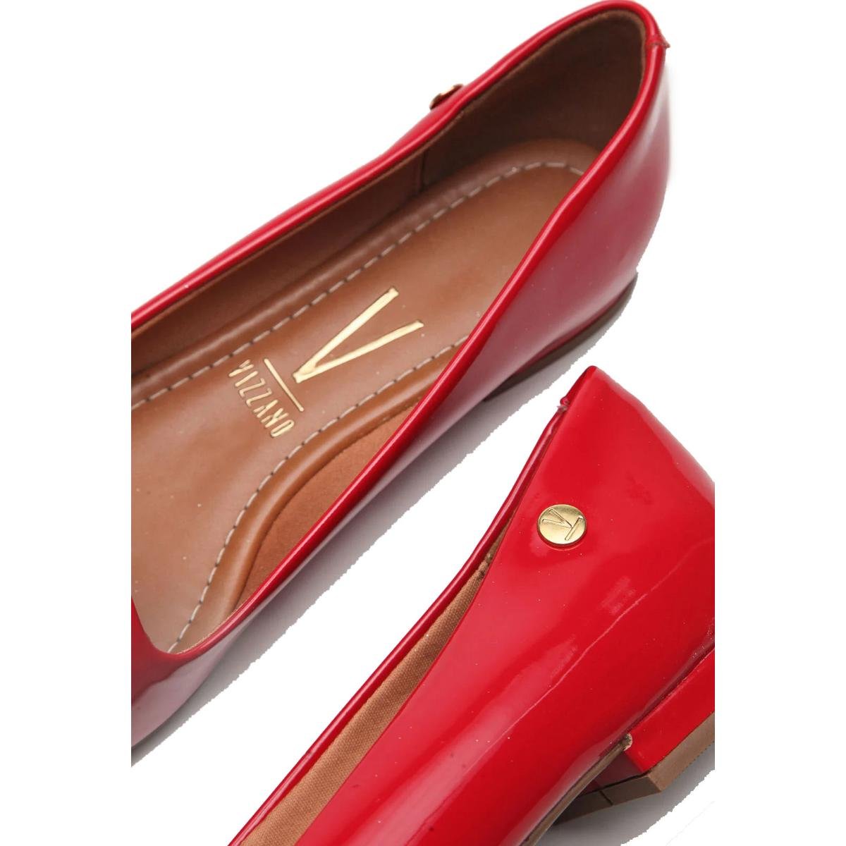 Sapatilha Vizzano Bico Fino Verniz Feminina - Vermelho Vermelho 4