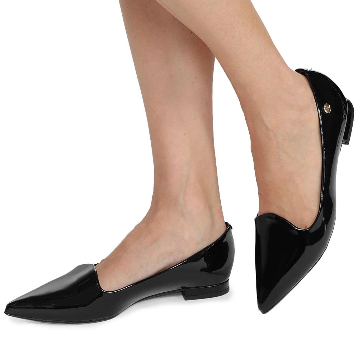 Sapatilha Vizzano Bico Fino Verniz Feminina - Preto Preto 6