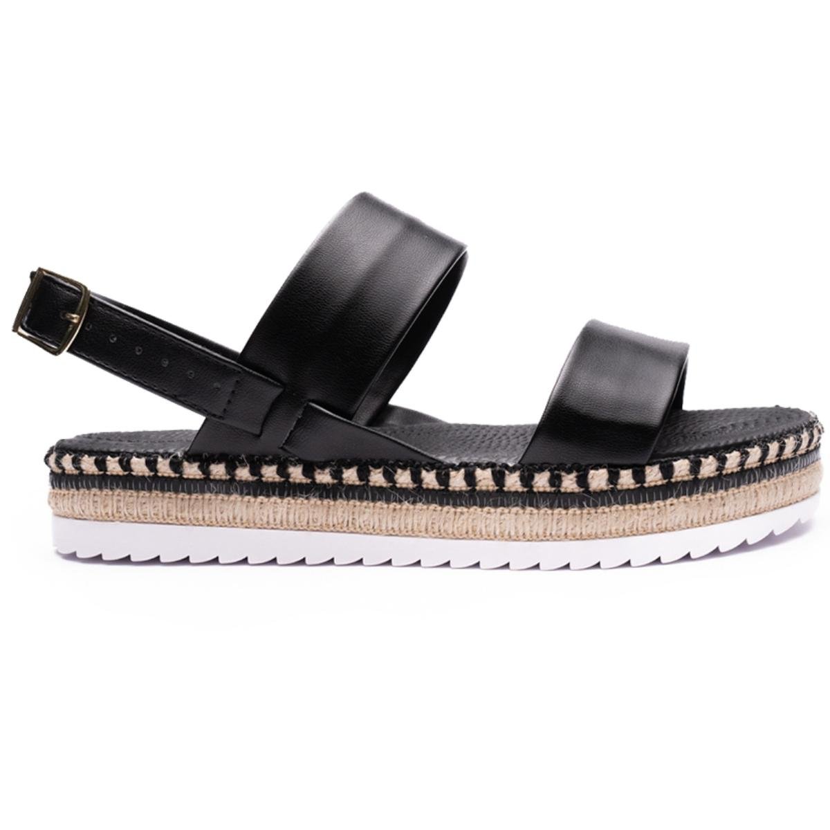 Papete Moleca Básica Flat Feminina - Preto Preto 2