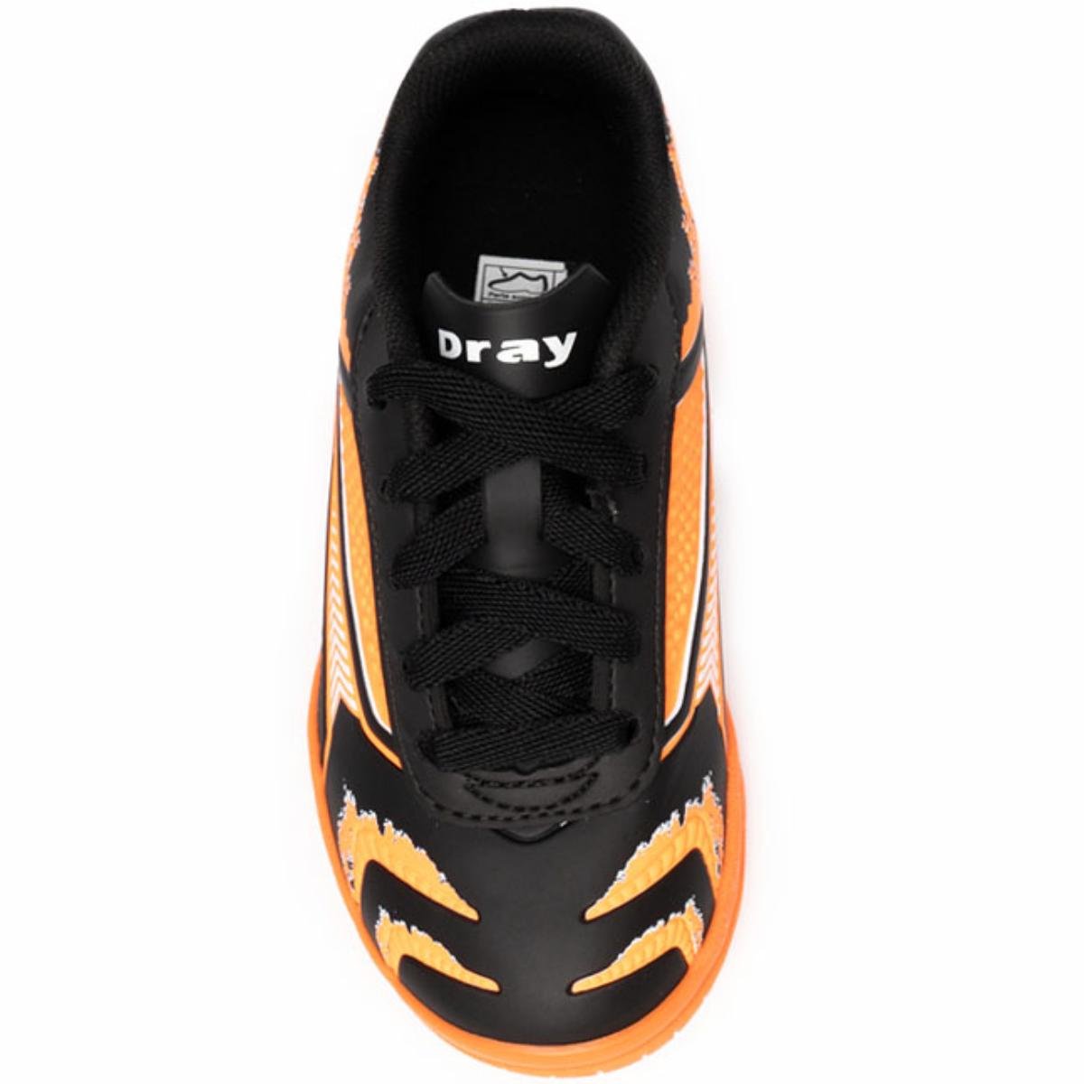 Chuteira Infantil Futsal Dray 333 Menino - Preto e Laranja Preto/Laranja 3