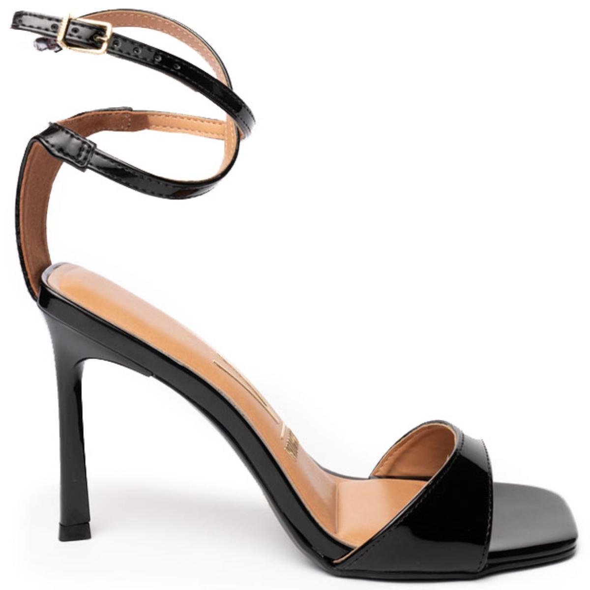 Sandália Vizzano Salto Alto Verniz Feminina - Preto Preto 2