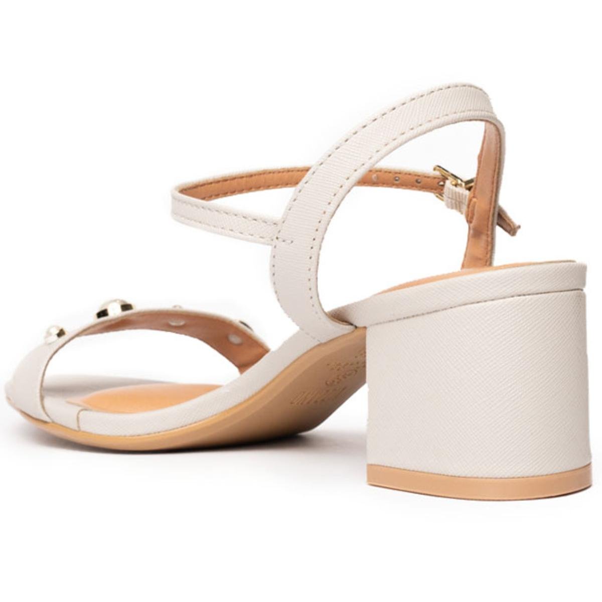 Sandália Vizzano Pérola Salto Bloco Feminina - Cinza Branco 4
