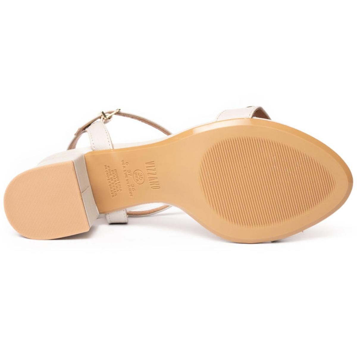 Sandália Vizzano Pérola Salto Bloco Feminina - Cinza Branco 5