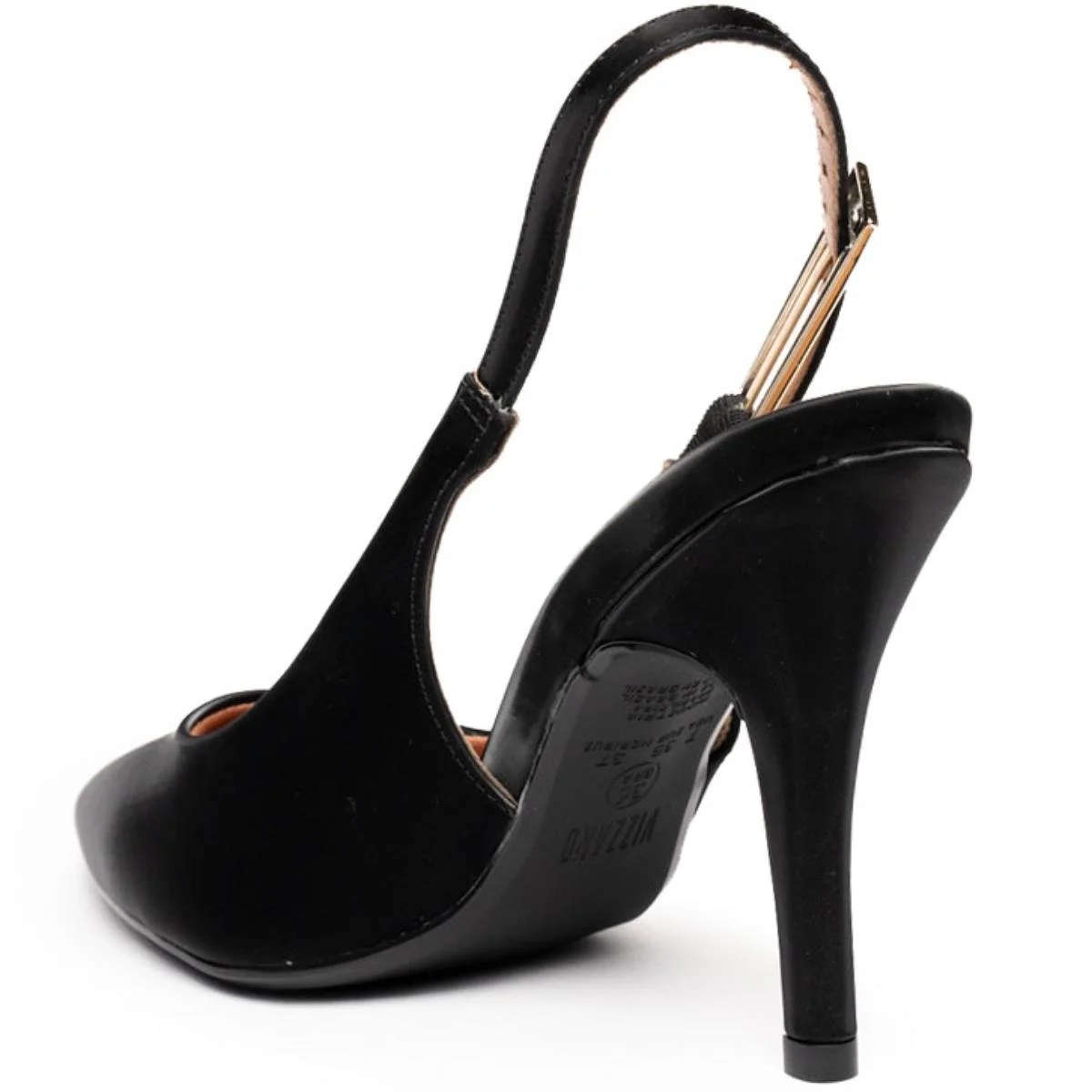 Scarpin Vizzano Salto Alto Bico Fino Pelica - Preto Preto 4