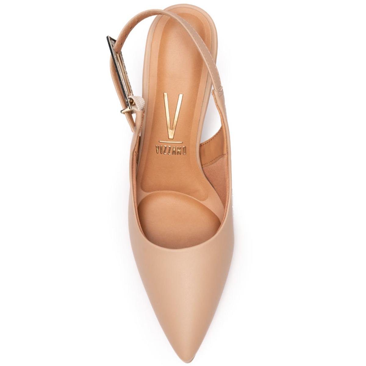 Scarpin Vizzano Salto Alto Bico Fino Pelica - Bege Bege 3