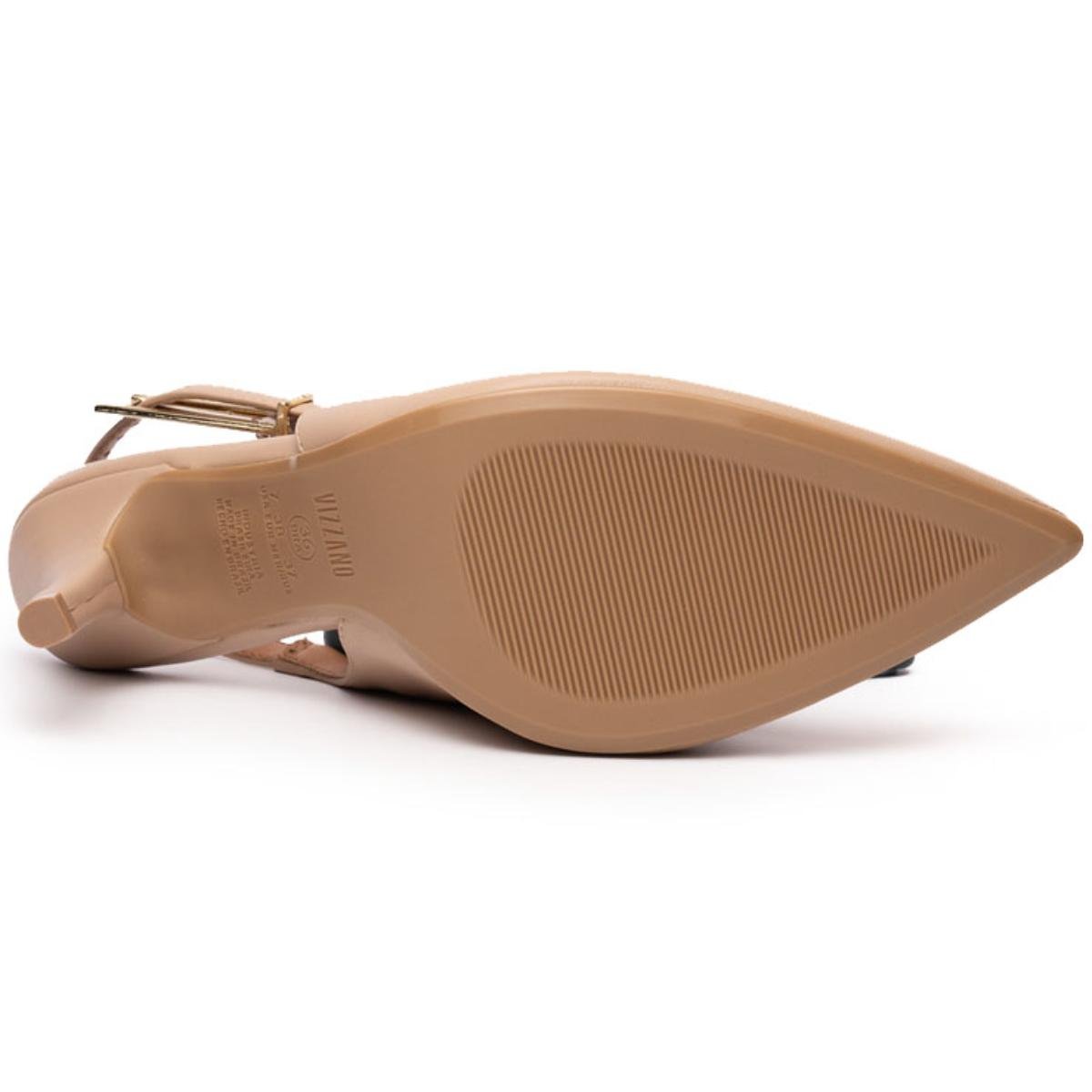 Scarpin Vizzano Salto Alto Bico Fino Pelica - Bege Bege 5