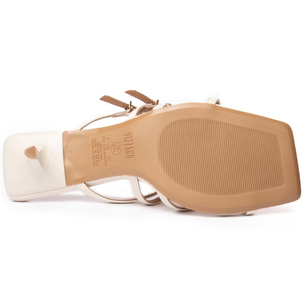 Tamanco Vizzano Fivelas Salto Baixo - Off White Branco 5