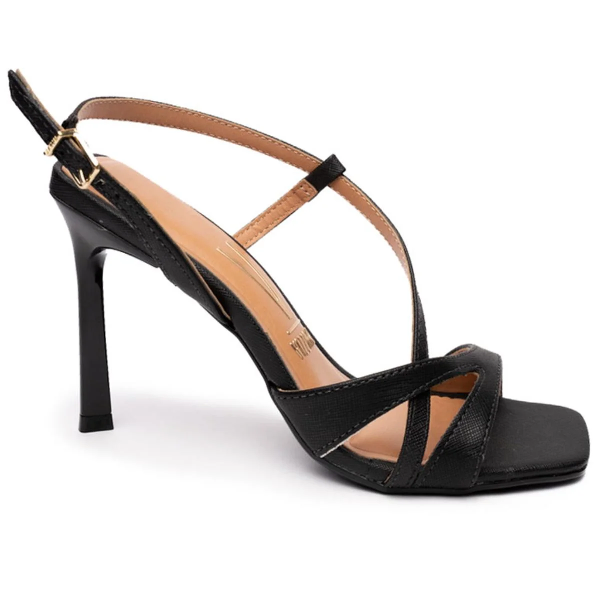 Sandália Vizzano Salto Alto Tira Fina Feminina - Preto Preto 2