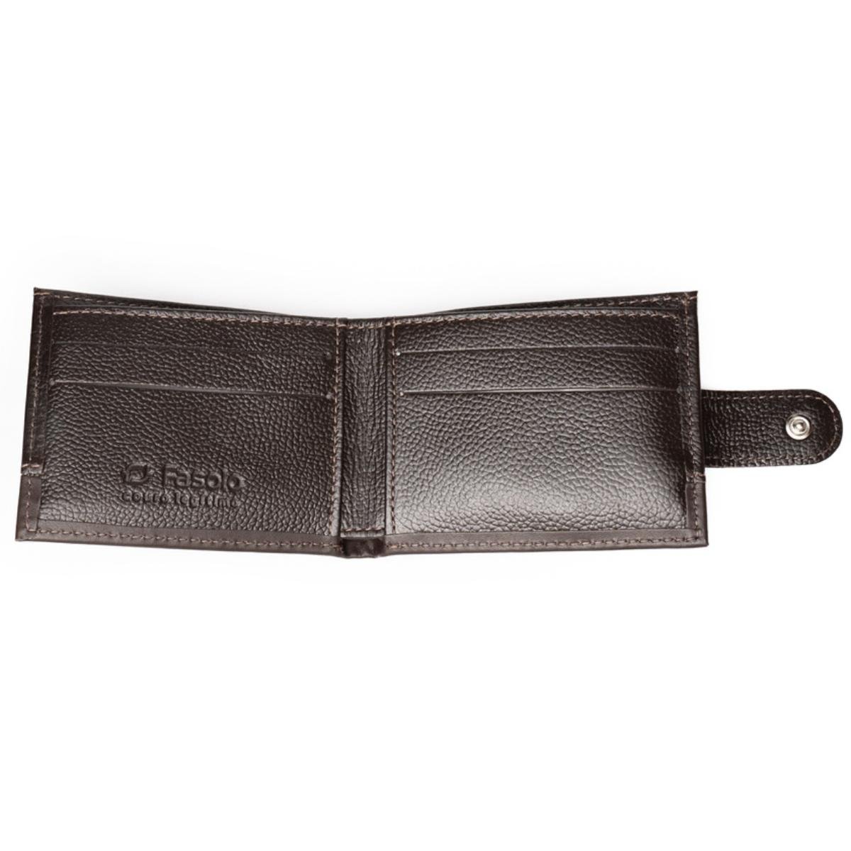 Carteira Fasolo Couro Masculina K868 - Marrom Marrom 2